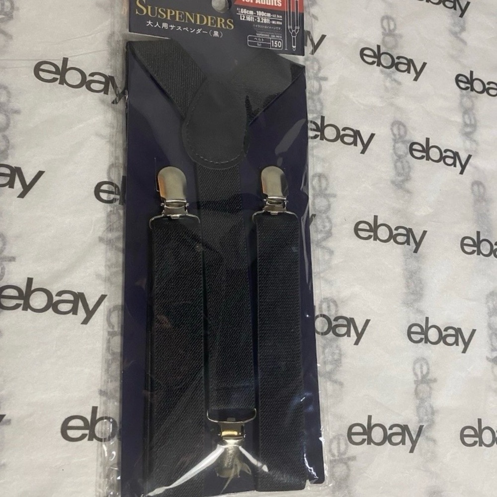 Daiso Suspender For Adults Black Adjustable Clip On Braces NWT